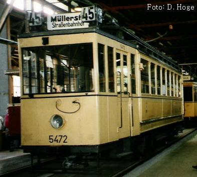 Straenbahnwagen 5472 im Depot Monumentenhalle des Technikmuseums Berlin